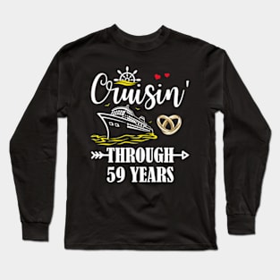 Cruising Through 59 Years Family 59th Anniversary Cruise Couple Long Sleeve T-Shirt